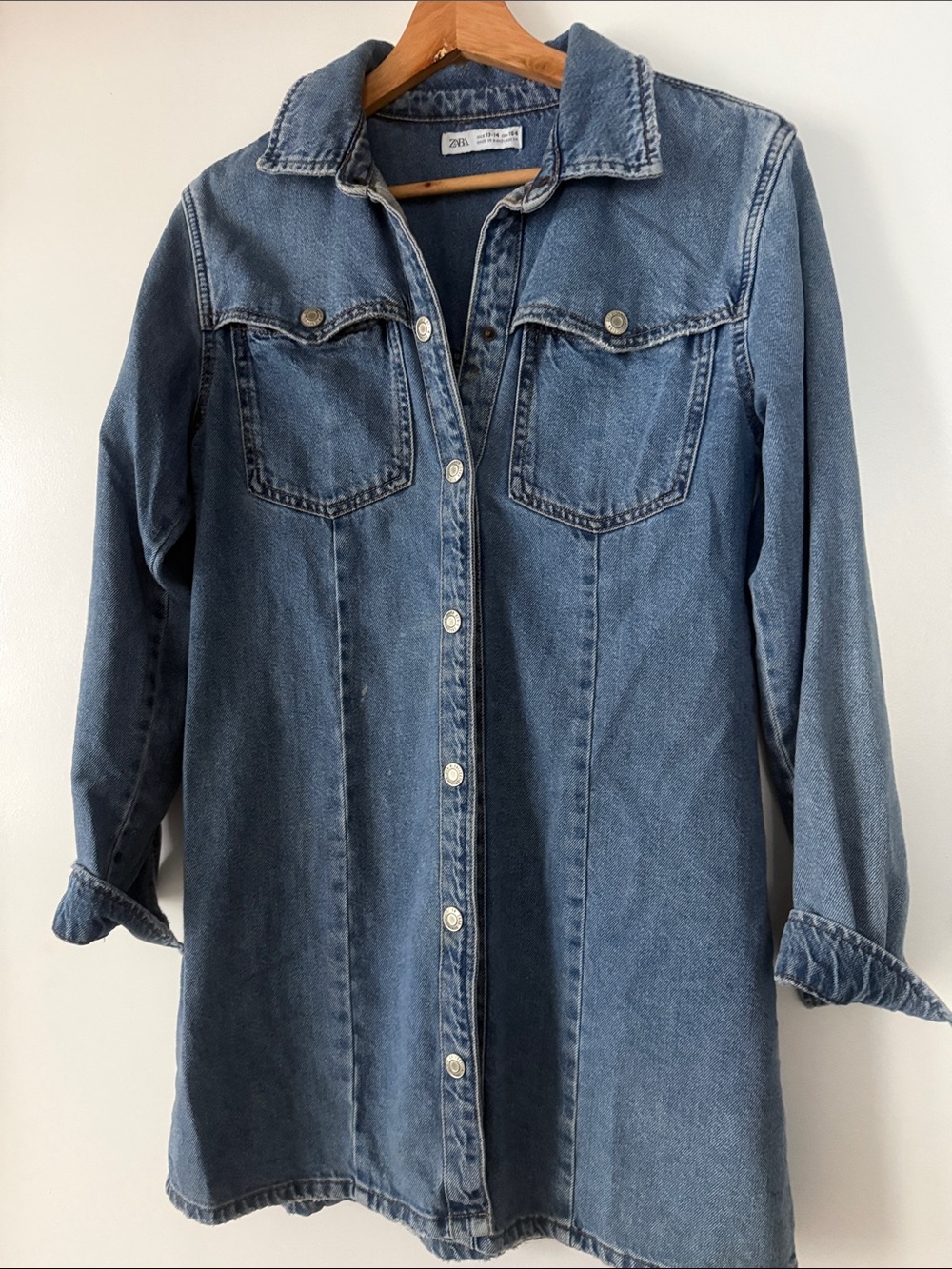 Zara Light Blue Denim Button-Front Shirt